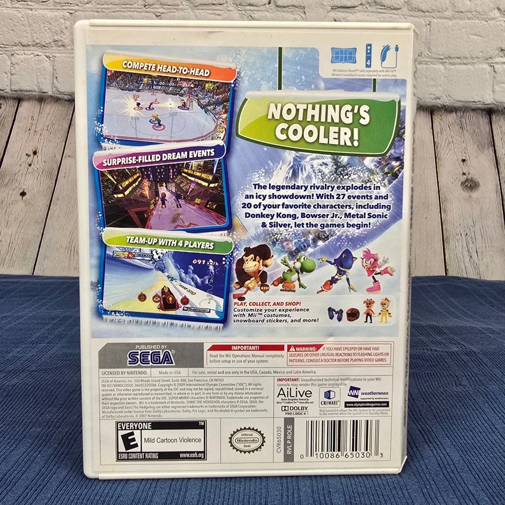 Mario & Sonic at the Olympic Winter Games Nintendo Wii RVL P ROLE CIB 2010 SEGA